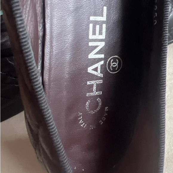 Chanel ballet flats 9.5 VGUC Quilted Leather Bow Tie Double CC Logo Black - Picture 13 of 13
